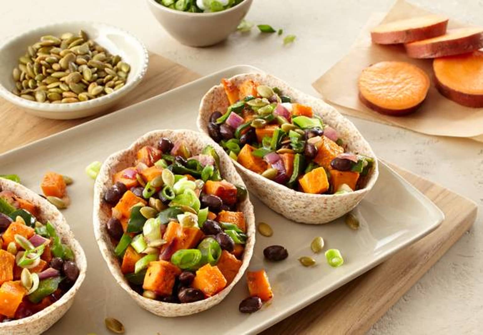 Vegetarian Sweet Potato and Black Bean Whole Wheat Taco Bowls™